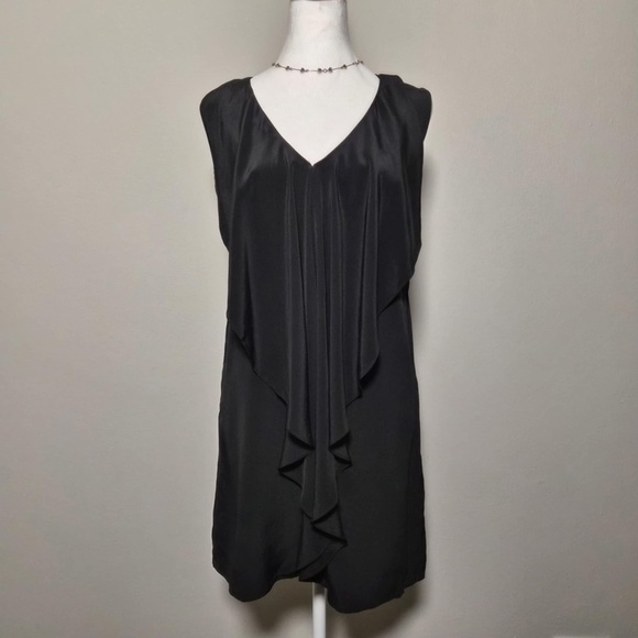 MILLY 100% Silk Draped Black Mini Dress US 4 - Picture 1 of 6
